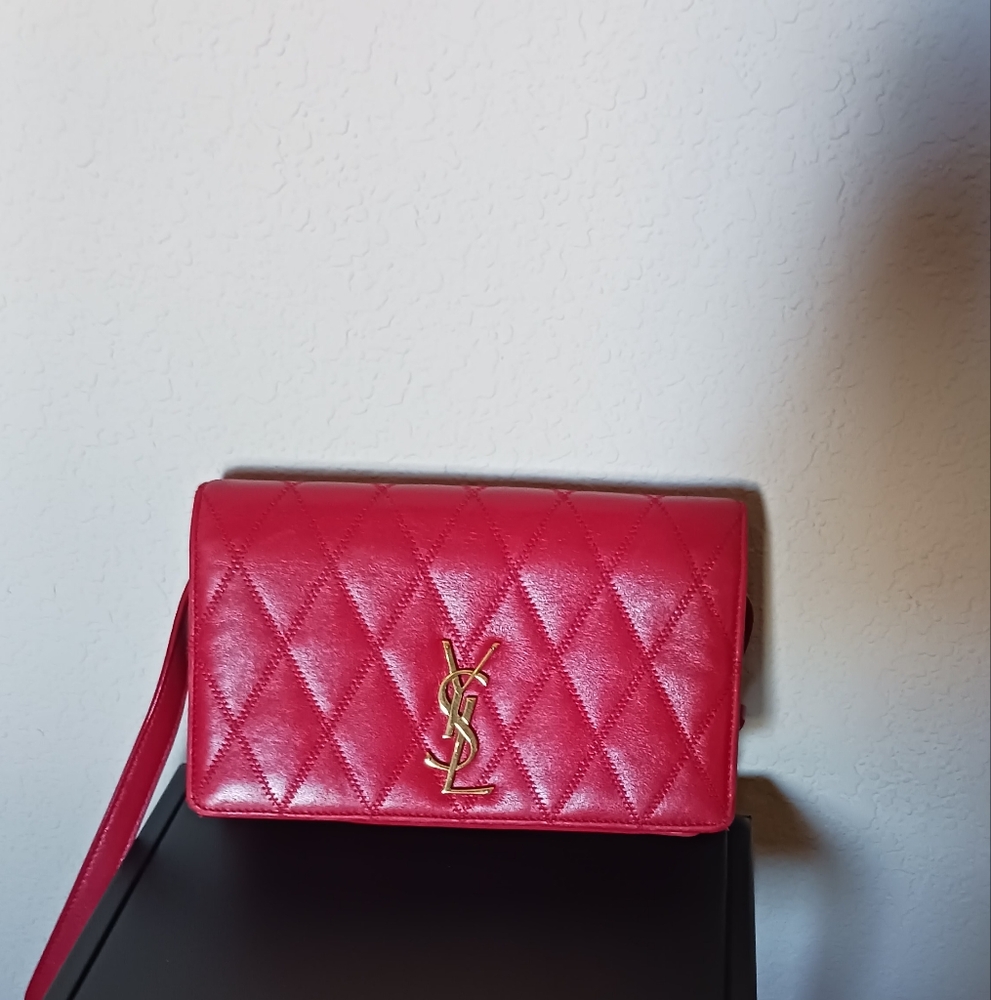 Yves Saint Laurent Red Quilted Leather Crossbody Bag